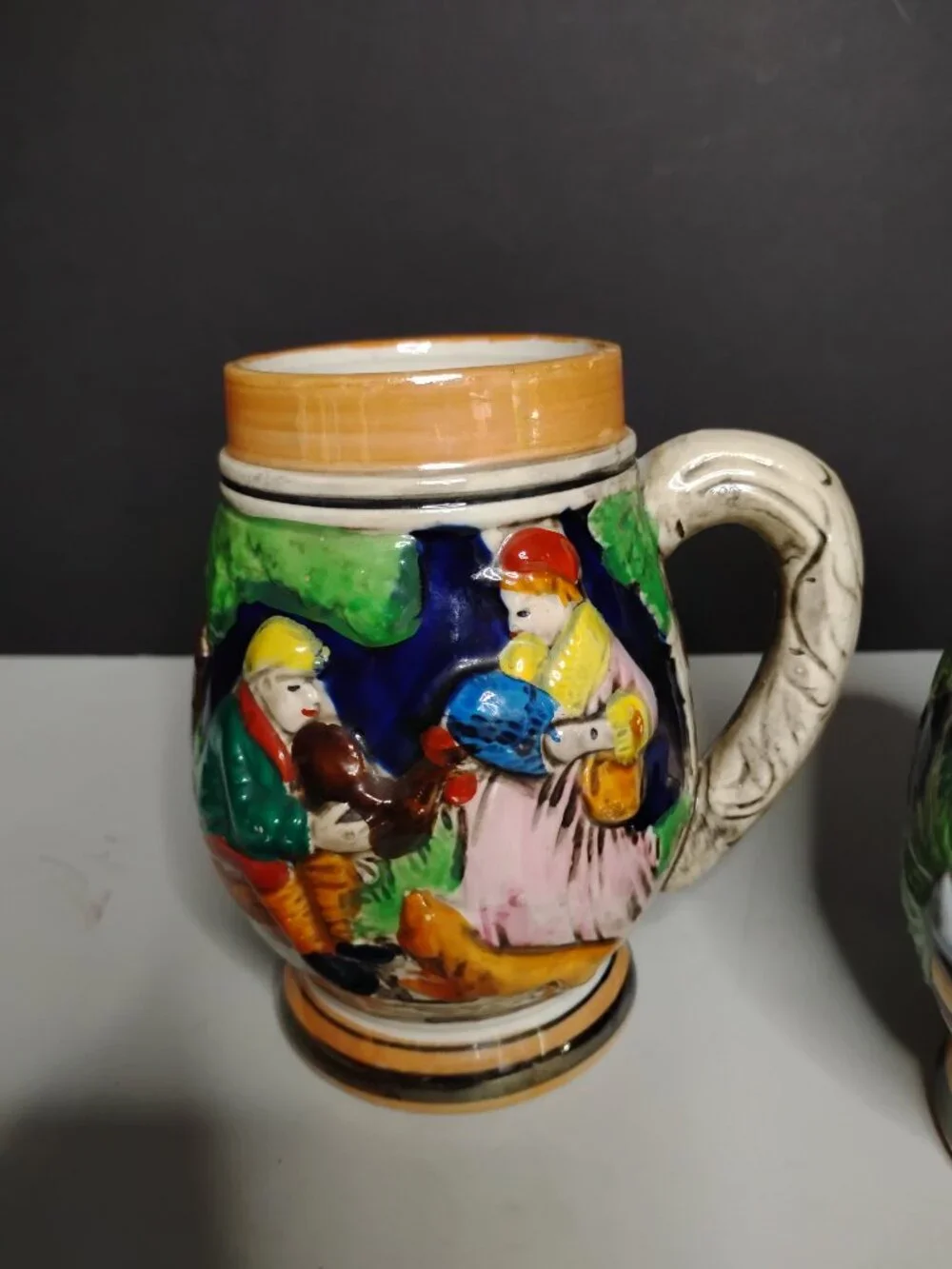 Vintage 3D German Beer Stein Tavern Mugs Set of 2